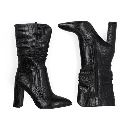 Bota Corta De Tacón para Mujer Estilo 683001 Negro