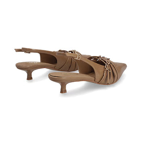 Zapatilla De Tacón Bajo para Mulher Estilo 617903 Camel