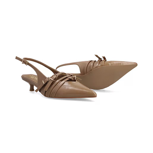 Zapatilla De Tacón Bajo para Mulher Estilo 617903 Camel