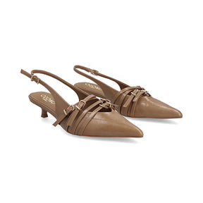 Zapatilla De Tacón Bajo para Mulher Estilo 617903 Camel