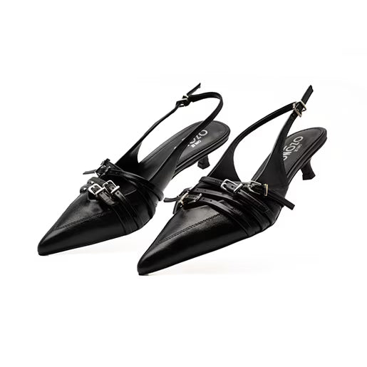 Zapatilla De Tacón Bajo para Mulher Estilo 617903 Negro