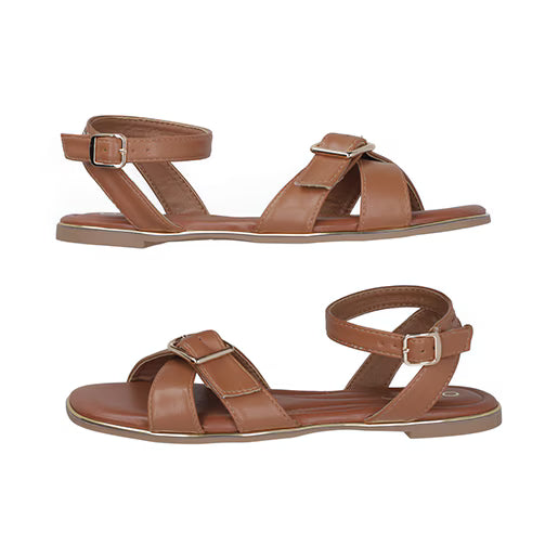 Sandalia Piso Con Pulsera para Mujer con hebilla ajustable Estilo 670701 Tan