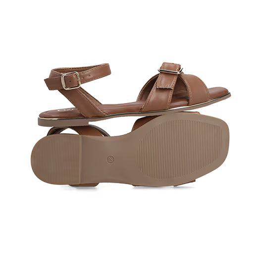 Sandalia Piso Con Pulsera para Mujer con hebilla ajustable Estilo 670701 Tan