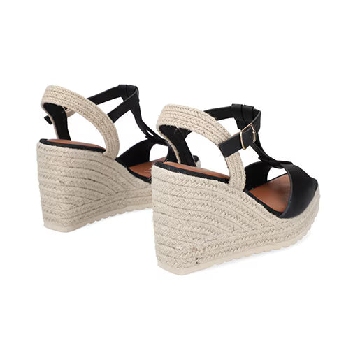 Sandalia Alpargata para Mujer con hebilla ajustable Estilo 671101 Negro