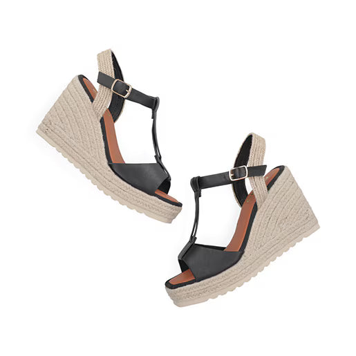 Sandalia Alpargata para Mujer con hebilla ajustable Estilo 671101 Negro