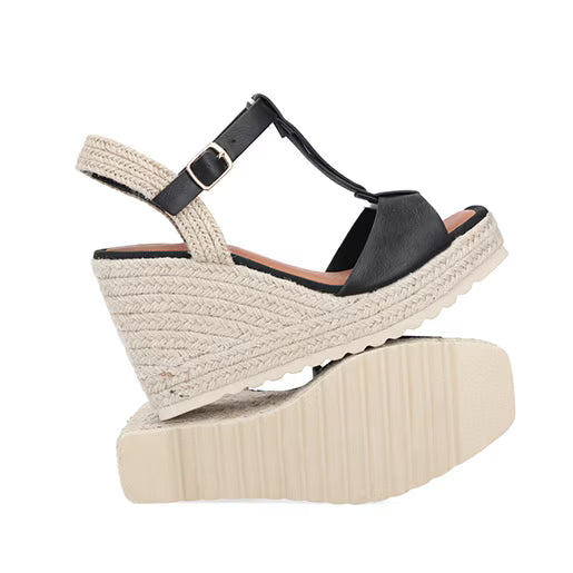 Sandalia Alpargata para Mujer con hebilla ajustable Estilo 671101 Negro