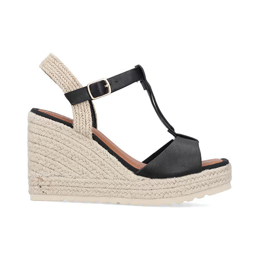 Sandalia Alpargata para Mujer con hebilla ajustable Estilo 671101 Negro