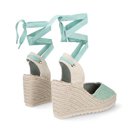 Alpargata Cuña Alta para Mujer con hebilla ajustable Estilo 671102 Verde