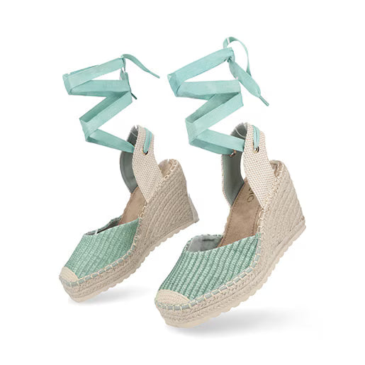 Alpargata Cuña Alta para Mujer con hebilla ajustable Estilo 671102 Verde