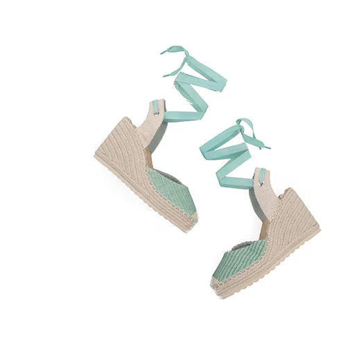Alpargata Cuña Alta para Mujer con hebilla ajustable Estilo 671102 Verde