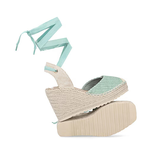 Alpargata Cuña Alta para Mujer con hebilla ajustable Estilo 671102 Verde