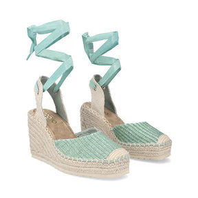 Alpargata Cuña Alta para Mujer con hebilla ajustable Estilo 671102 Verde