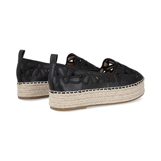 Mocasín Suela Yute para Mujer con bordado Estilo 671301 Negro