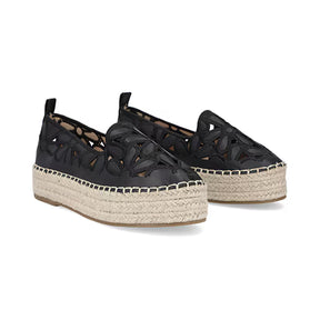 Mocasín Suela Yute para Mujer con bordado Estilo 671301 Negro