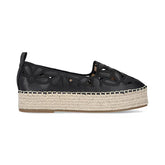 Mocasín Suela Yute para Mujer con bordado Estilo 671301 Negro