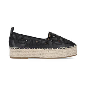 Mocasín Suela Yute para Mujer con bordado Estilo 671301 Negro