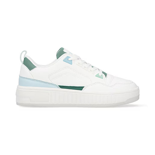 Sneaker Plataforma para Mujer Estilo 671701 Blanco - Verde