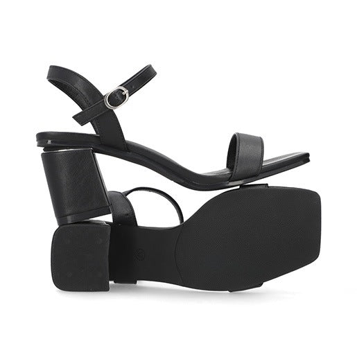 Sandalia Tacón Bajo  para Mujer con detalle metálico Estilo 672501 Negro