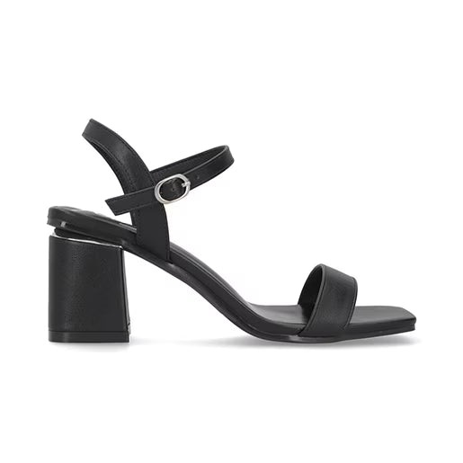 Sandalia Tacón Bajo  para Mujer con detalle metálico Estilo 672501 Negro