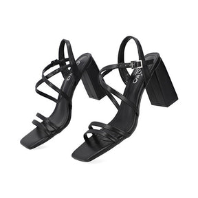Sandalia Tacón Medio para Mujer Estilo 672701 Negro