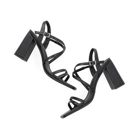 Sandalia Tacón Medio para Mujer Estilo 672701 Negro