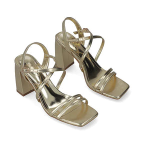 Sandalia Tacón Medio para Mujer Estilo 672701 Oro
