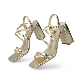 Sandalia Tacón Medio para Mujer Estilo 672701 Oro