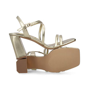 Sandalia Tacón Medio para Mujer Estilo 672701 Oro