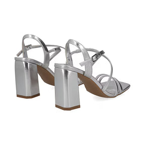 Sandalia Tacón Medio para Mujer Estilo 672701 Plata
