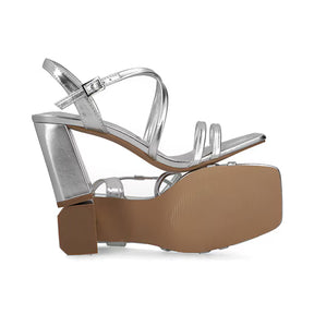 Sandalia Tacón Medio para Mujer Estilo 672701 Plata