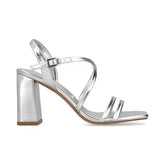 Sandalia Tacón Medio para Mujer Estilo 672701 Plata