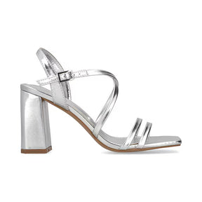 Sandalia Tacón Medio para Mujer Estilo 672701 Plata