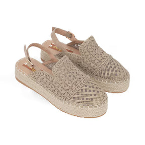 Alpargata Sueco Yute para Mujer con tejido Estilo 672901 Beige