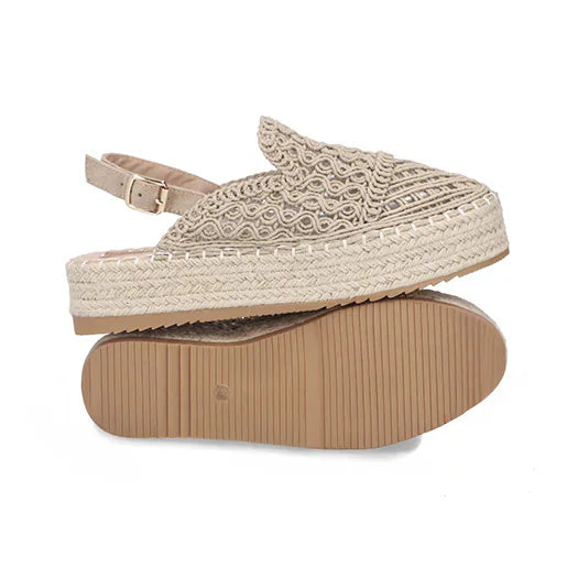 Alpargata Sueco Yute para Mujer con tejido Estilo 672901 Beige