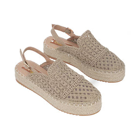 Alpargata Sueco Yute para Mujer con tejido Estilo 672901 Beige