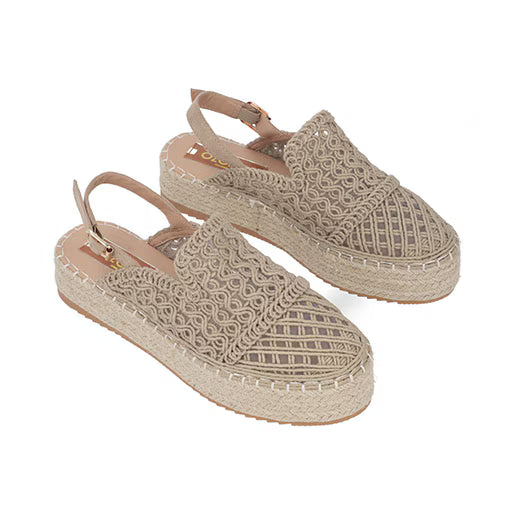 Alpargata Sueco Yute para Mujer con tejido Estilo 672901 Beige