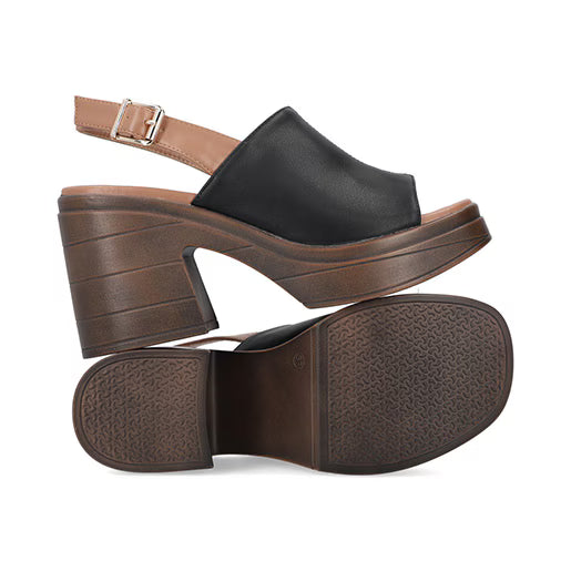 Sandalia Tacón Bajo para Mujer con hebilla ajustable Estilo 674101 Negro