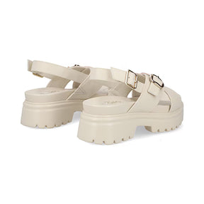 Sandalia Chunky para Mujer con hebilla ajustable Estilo 676901 Latte