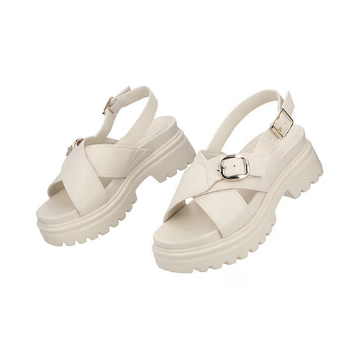 Sandalia Chunky para Mujer con hebilla ajustable Estilo 676901 Latte