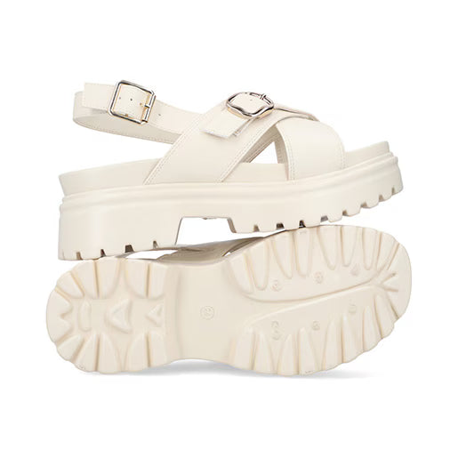 Sandalia Chunky para Mujer con hebilla ajustable Estilo 676901 Latte