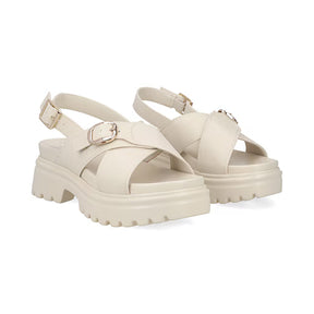 Sandalia Chunky para Mujer con hebilla ajustable Estilo 676901 Latte
