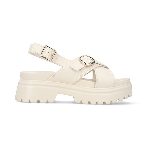Sandalia Chunky para Mujer con hebilla ajustable Estilo 676901 Latte