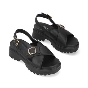 Sandalia Chunky para Mujer con hebilla ajustable Estilo 676901 Negro