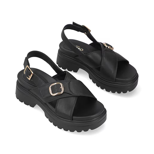 Sandalia Chunky para Mujer con hebilla ajustable Estilo 676901 Negro