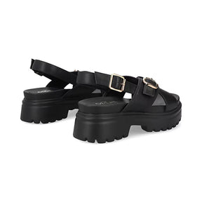 Sandalia Chunky para Mujer con hebilla ajustable Estilo 676901 Negro