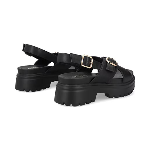 Sandalia Chunky para Mujer con hebilla ajustable Estilo 676901 Negro