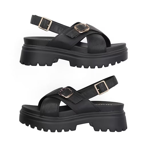 Sandalia Chunky para Mujer con hebilla ajustable Estilo 676901 Negro