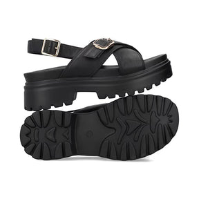 Sandalia Chunky para Mujer con hebilla ajustable Estilo 676901 Negro