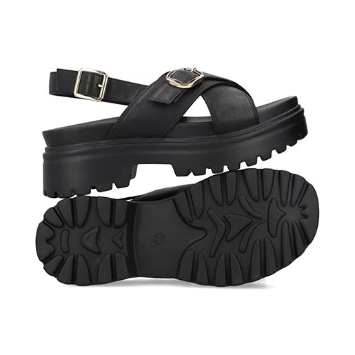 Sandalia Chunky para Mujer con hebilla ajustable Estilo 676901 Negro