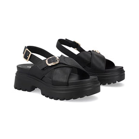 Sandalia Chunky para Mujer con hebilla ajustable Estilo 676901 Negro